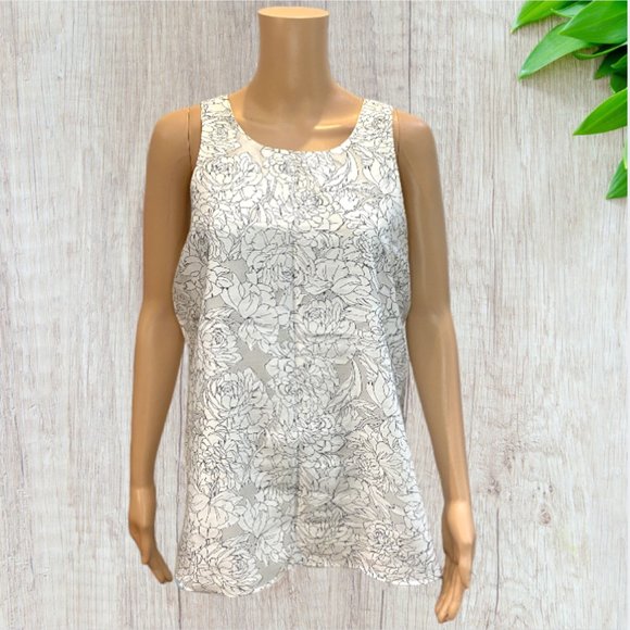 BANANA REPUBLIC -- Summer Top, Loose & Flowy, Black/White with Tie Back, Lined - Picture 1 of 11